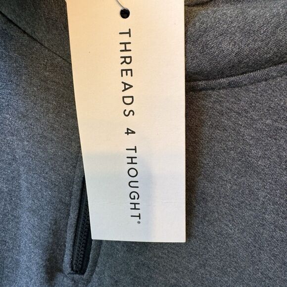 Threads 4 Thought Sweatshirt Small Gray 1/4 Zip Long Sleeve Feather Fleece NEW - Picture 10 of 13